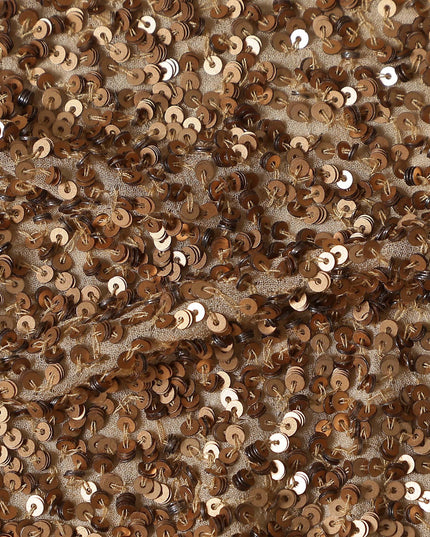 Copper Tweed Multicolor Silk Georgette Sequin Fabric 110cm