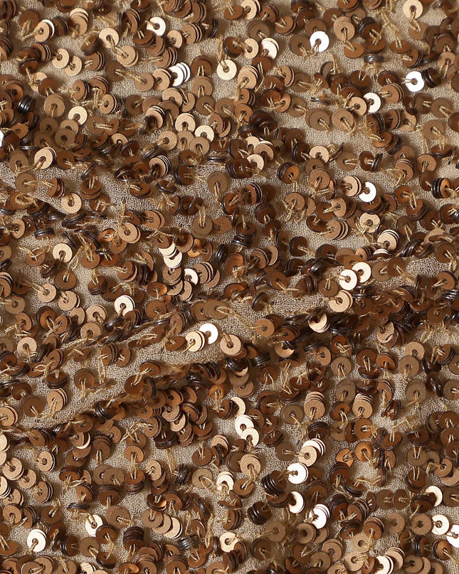 Copper Tweed Multicolor Silk Georgette Sequin Fabric 110cm