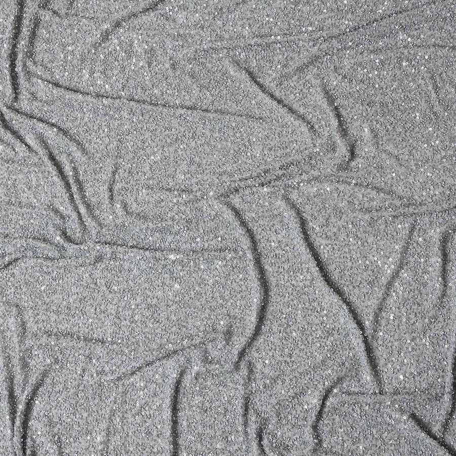 Silver Grey Silk Georgette Sequin Fabric 110cm
