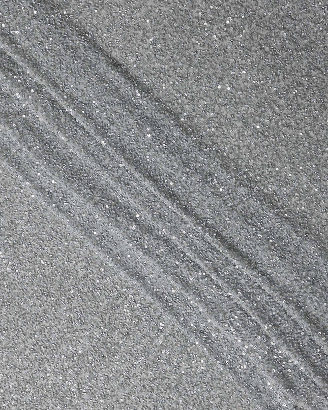 Silver Grey Silk Georgette Sequin Fabric 110cm