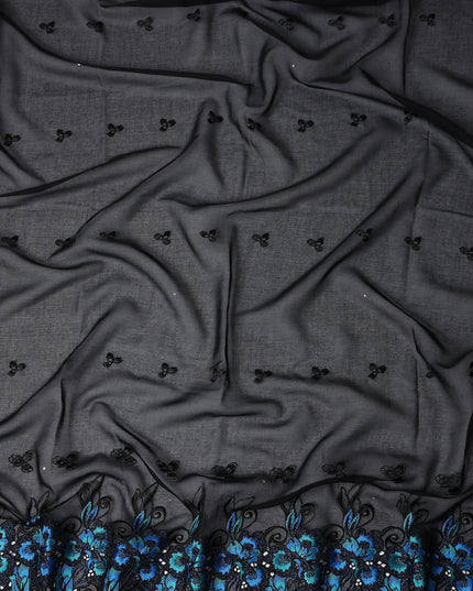 Black Floral Swiss Cotton Voile Sudanese Thobe