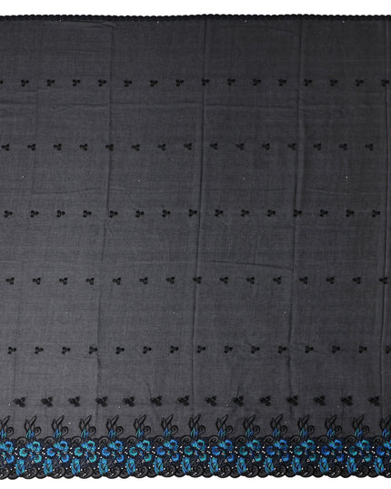 Black Floral Swiss Cotton Voile Sudanese Thobe