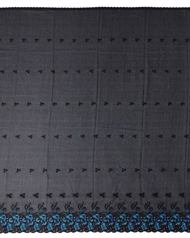 Black Floral Swiss Cotton Voile Sudanese Thobe