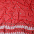 Red Floral Premium Pure Swiss 100% Cotton Voile Embroidered Traditional Sudanese Thobe 4.5 Mtrs 140cm Swiss Quality - D30299
