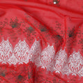 Red Floral Premium Pure Swiss 100% Cotton Voile Embroidered Traditional Sudanese Thobe 4.5 Mtrs 140cm Swiss Quality - D30299