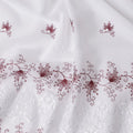 White Floral Premium Pure Swiss 100% Cotton Voile Embroidered Traditional Sudanese Thobe 4.5 Mtrs 140cm Swiss Quality - D30300
