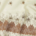 Cream Floral Premium Pure Swiss 100% Cotton Voile Embroidered Traditional Sudanese Thobe 4.5 Mtrs 140cm Swiss Quality - D30294