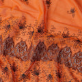 Orange Floral Premium Pure Swiss 100% Cotton Voile Embroidered Traditional Sudanese Thobe 4.5 Mtrs 140cm Swiss Quality - D30297
