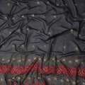Black Floral Premium Pure Swiss 100% Cotton Voile Embroidered Traditional Sudanese Thobe 4.5 Mtrs 140cm Swiss Quality - D30298