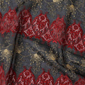 Black Floral Premium Pure Swiss 100% Cotton Voile Embroidered Traditional Sudanese Thobe 4.5 Mtrs 140cm Swiss Quality - D30298