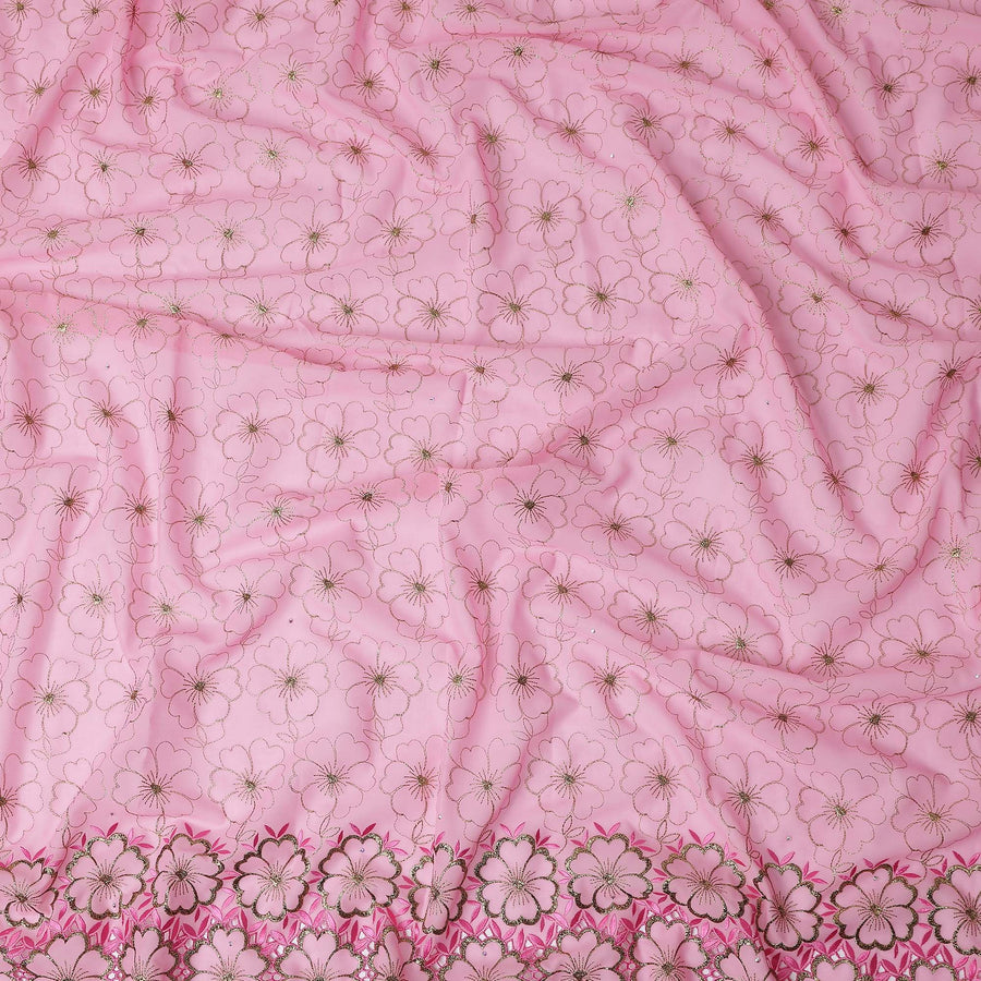Pink Floral Swiss Cotton Voile Sudanese Thobe