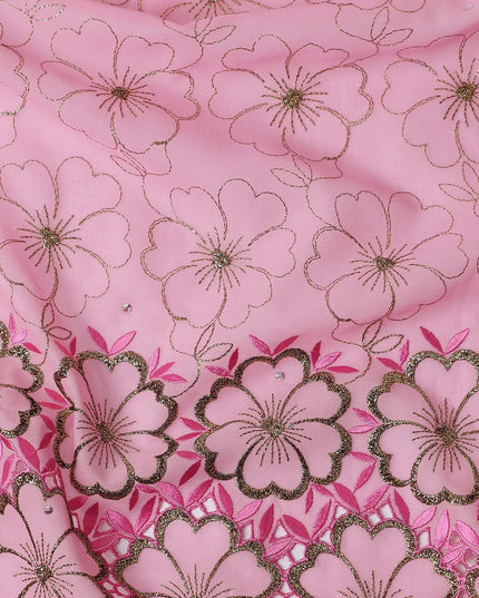 Pink Floral Swiss Cotton Voile Sudanese Thobe