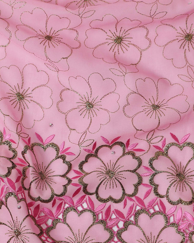 Pink Floral Swiss Cotton Voile Sudanese Thobe