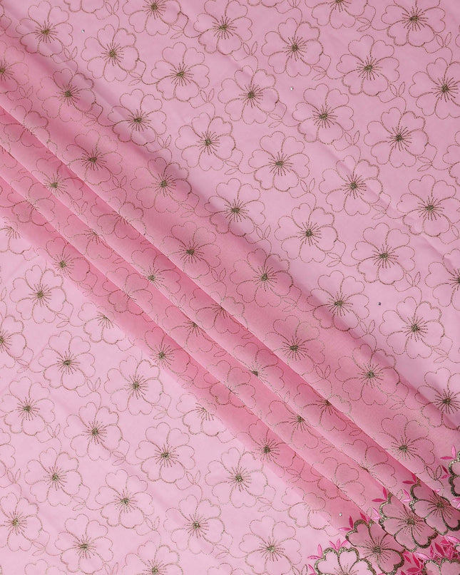 Pink Floral Swiss Cotton Voile Sudanese Thobe