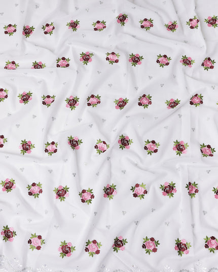 White Bouquet Swiss Cotton Voile Sudanese Thobe