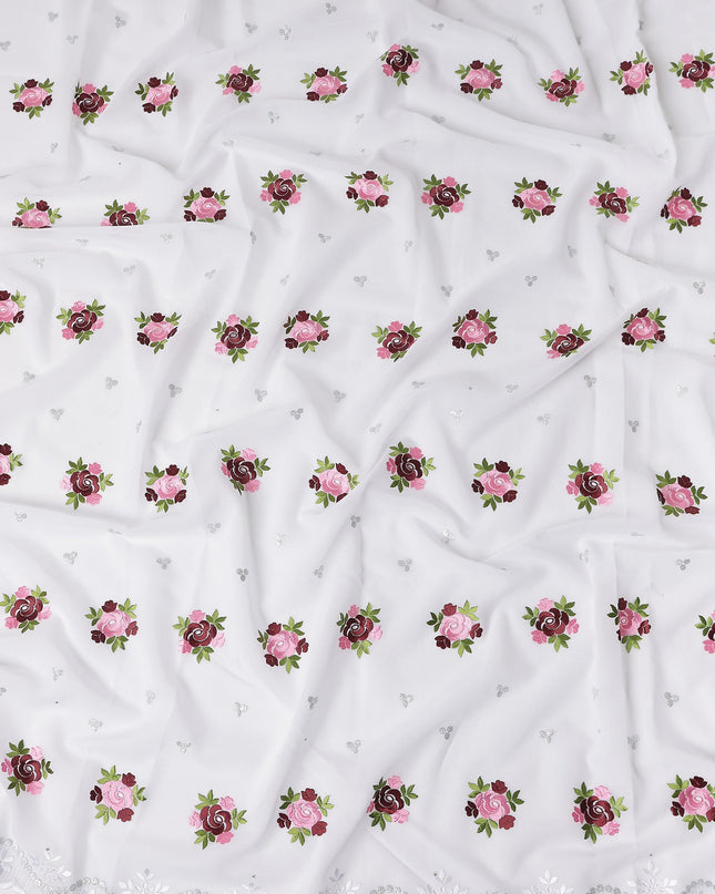 White Bouquet Swiss Cotton Voile Sudanese Thobe