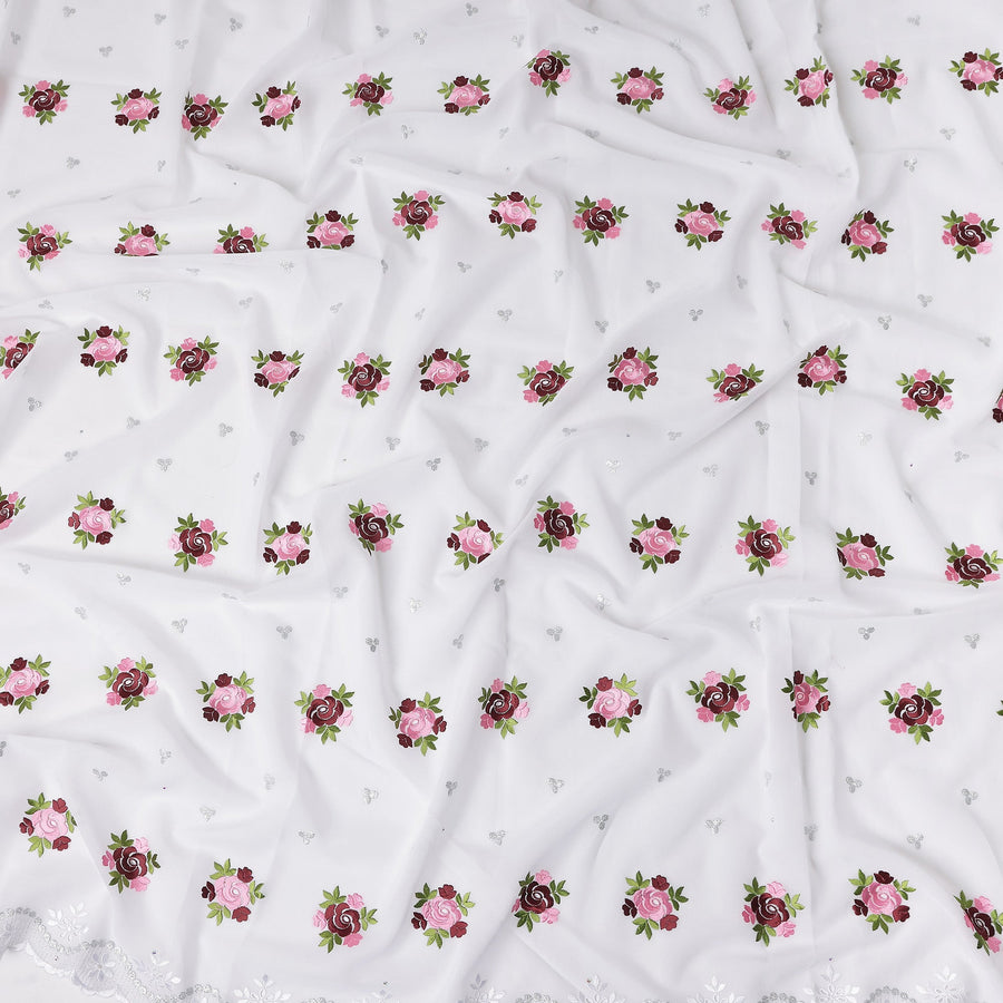 White Bouquet Swiss Cotton Voile Sudanese Thobe