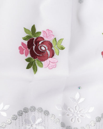 White Bouquet Swiss Cotton Voile Sudanese Thobe