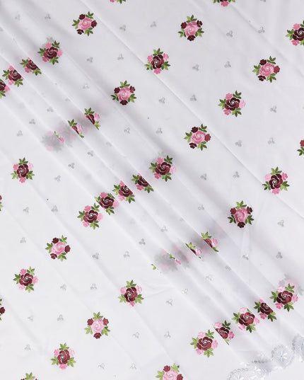 White Bouquet Swiss Cotton Voile Sudanese Thobe