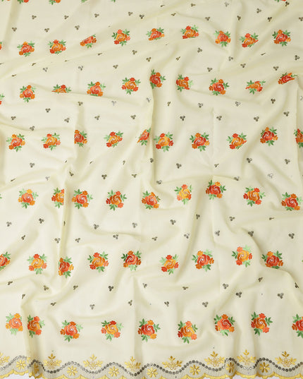 Cream Bouquet Swiss Cotton Voile Sudanese Thobe