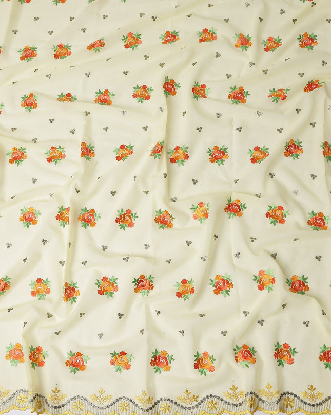 Cream Bouquet Swiss Cotton Voile Sudanese Thobe
