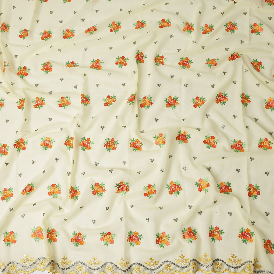 Cream Bouquet Swiss Cotton Voile Sudanese Thobe