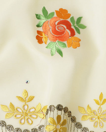 Cream Bouquet Swiss Cotton Voile Sudanese Thobe