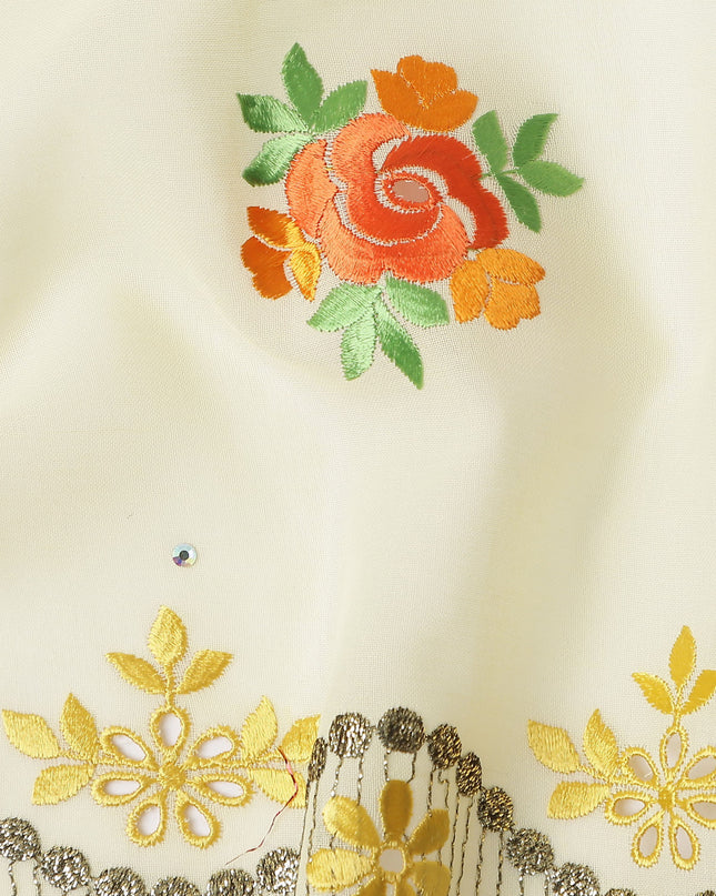 Cream Bouquet Swiss Cotton Voile Sudanese Thobe