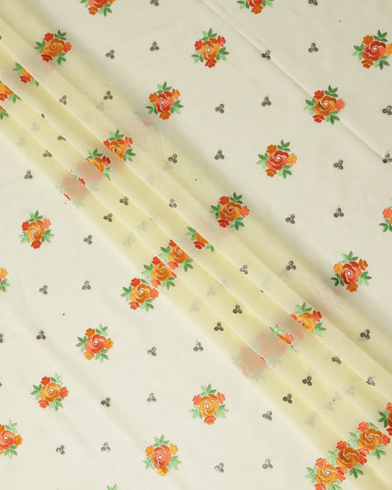 Cream Bouquet Swiss Cotton Voile Sudanese Thobe