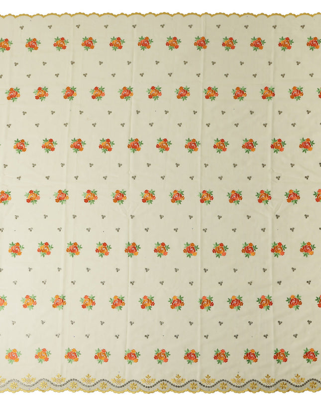 Cream Bouquet Swiss Cotton Voile Sudanese Thobe