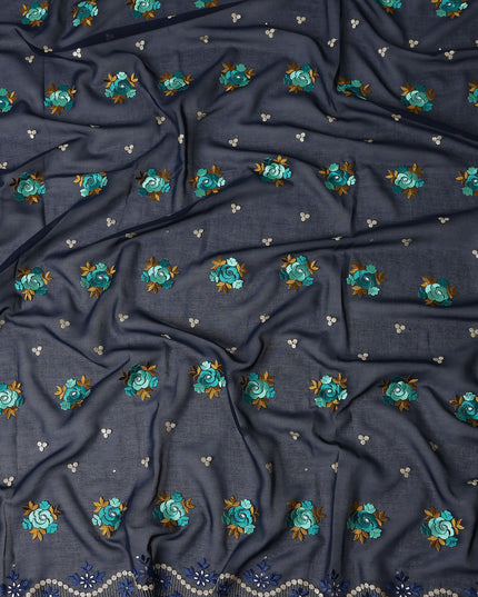 Blue Bouquet Swiss Cotton Voile Sudanese Thobe