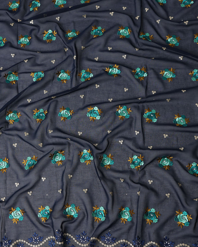 Blue Bouquet Swiss Cotton Voile Sudanese Thobe