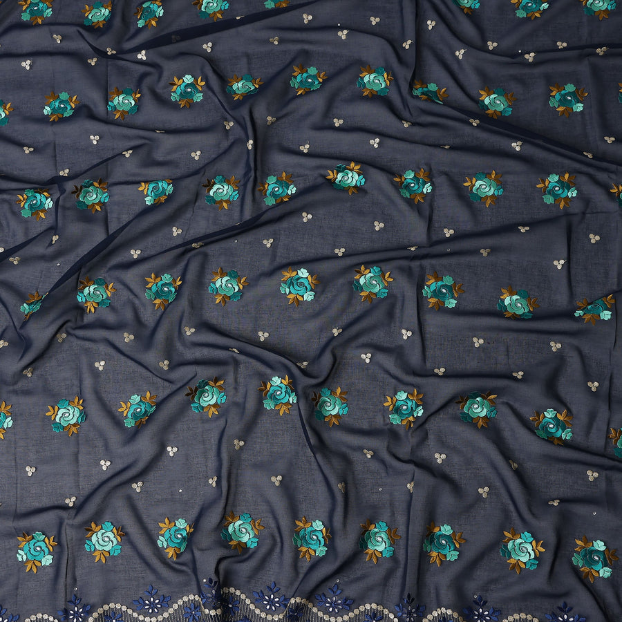 Blue Bouquet Swiss Cotton Voile Sudanese Thobe
