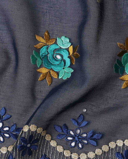 Blue Bouquet Swiss Cotton Voile Sudanese Thobe