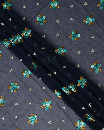 Blue Bouquet Swiss Cotton Voile Sudanese Thobe