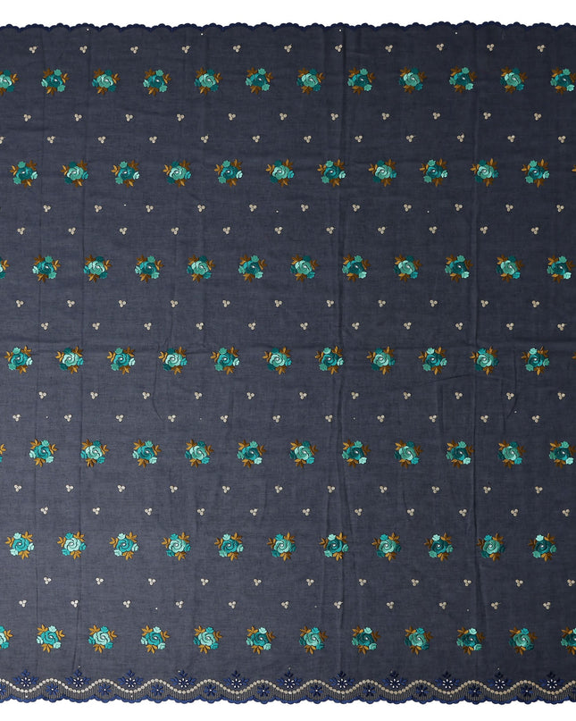 Blue Bouquet Swiss Cotton Voile Sudanese Thobe