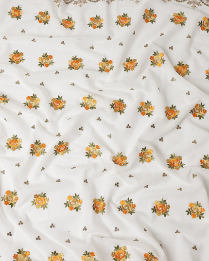 White Bouquet Swiss Cotton Voile Sudanese Thobe