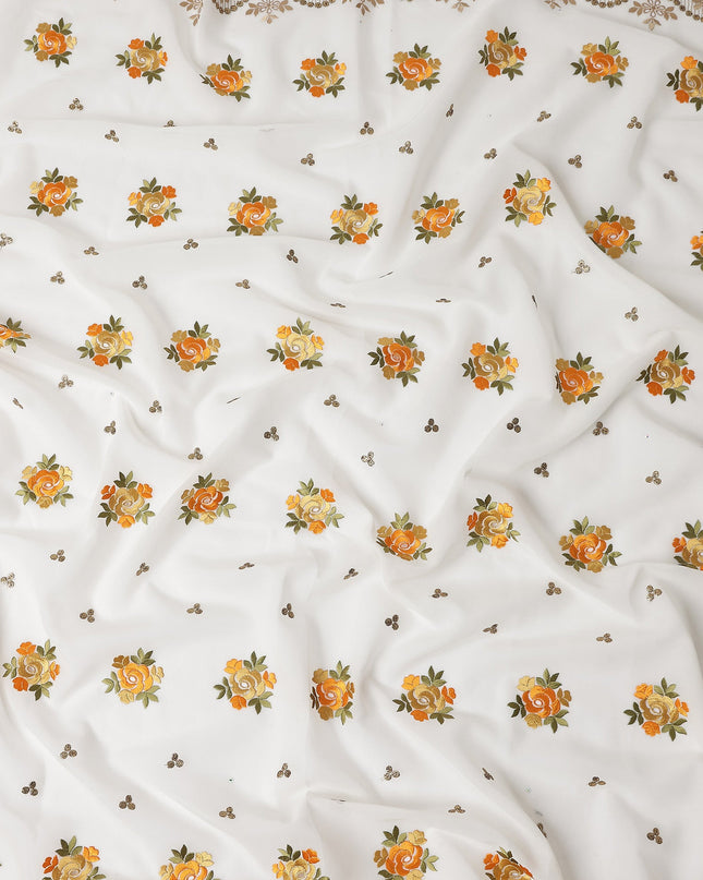 White Bouquet Swiss Cotton Voile Sudanese Thobe