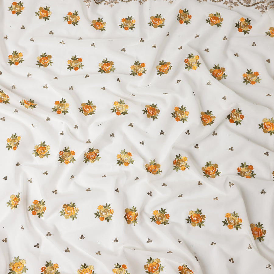 White Bouquet Swiss Cotton Voile Sudanese Thobe