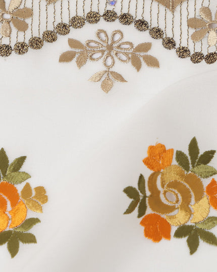 White Bouquet Swiss Cotton Voile Sudanese Thobe