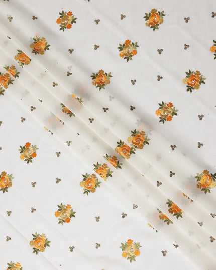 White Bouquet Swiss Cotton Voile Sudanese Thobe