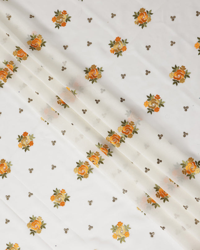 White Bouquet Swiss Cotton Voile Sudanese Thobe