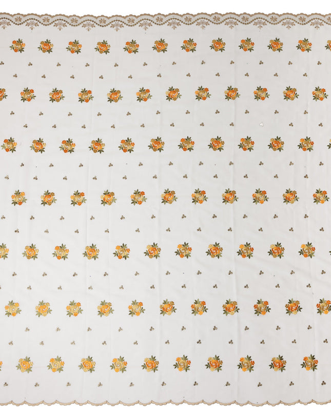 White Bouquet Swiss Cotton Voile Sudanese Thobe