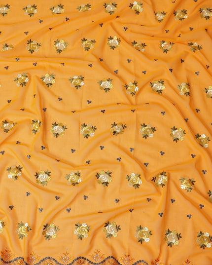 Orange Bouquet Swiss Cotton Voile Sudanese Thobe