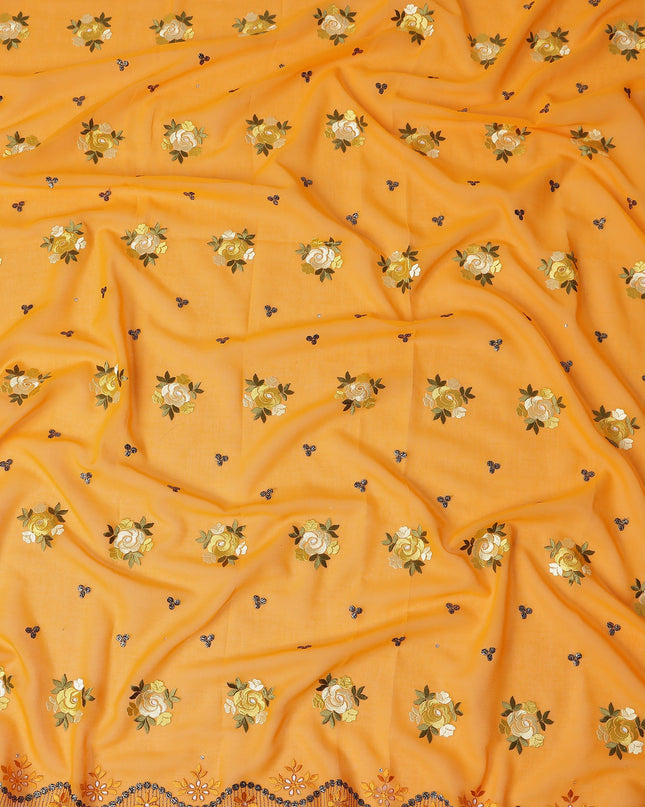 Orange Bouquet Swiss Cotton Voile Sudanese Thobe