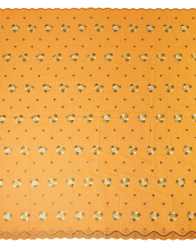 Orange Bouquet Swiss Cotton Voile Sudanese Thobe