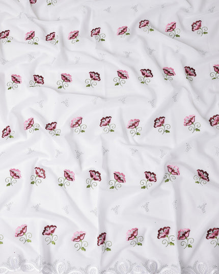 White Floral Swiss Cotton Voile Sudanese Thobe