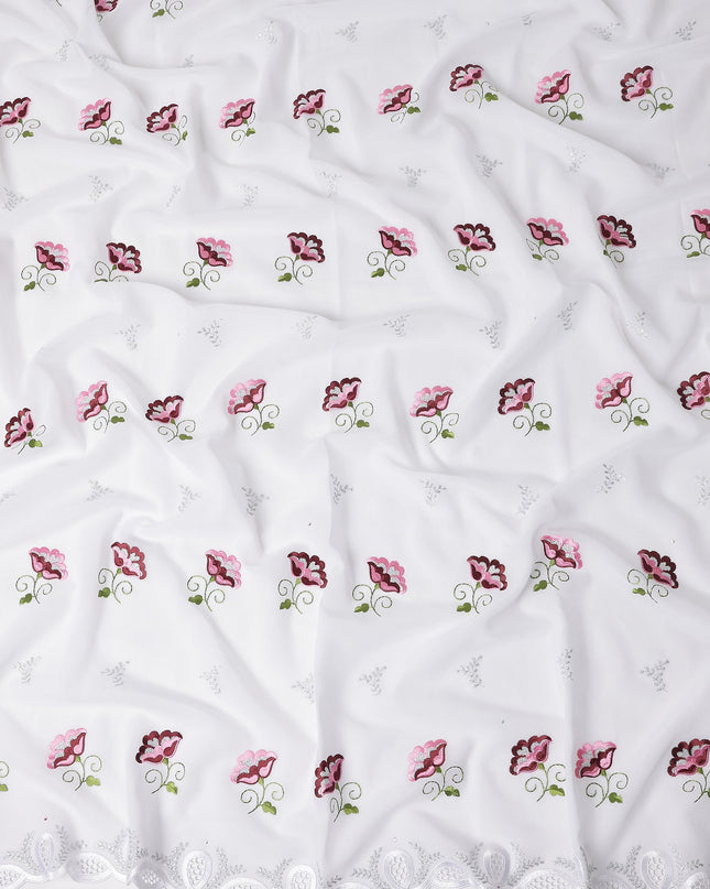 White Floral Swiss Cotton Voile Sudanese Thobe
