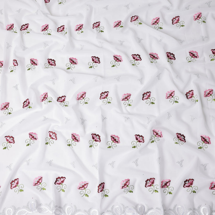 White Floral Swiss Cotton Voile Sudanese Thobe