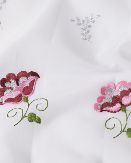 White Floral Swiss Cotton Voile Sudanese Thobe